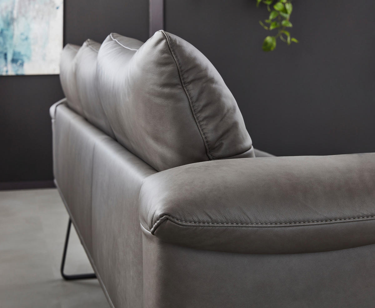 SITZBANK 239/86/69 cm  in Anthrazit, Schwarz  - Anthrazit/Schwarz, Design, Leder/Holz (239/86/69cm) - Dieter Knoll