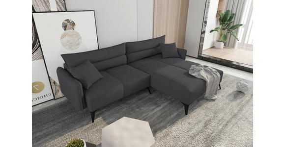 ECKSOFA  in Cord Dunkelgrau  253/180 cm  - Dunkelgrau/Schwarz, KONVENTIONELL, Textil/Metall (253/180cm) - Carryhome