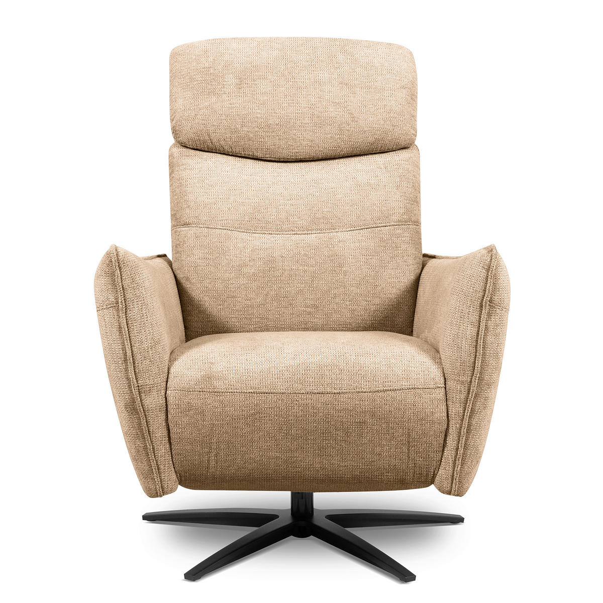 RELAXSESSEL in Textil Sandfarben  - Sandfarben/Schwarz, Design, Textil/Metall (77/107/88cm) - Livetastic
