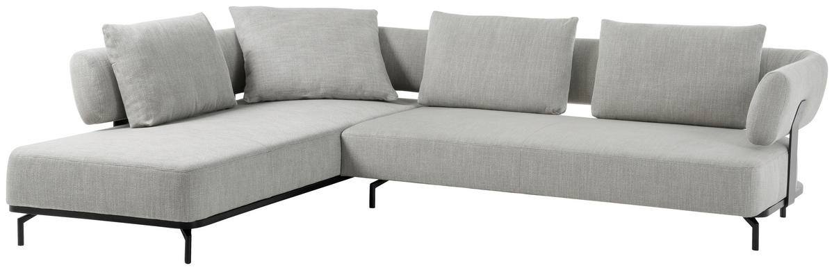ECKSOFA in Flachgewebe Hellgrau  - Hellgrau/Schwarz, Design, Textil/Metall (237/302cm) - Dieter Knoll