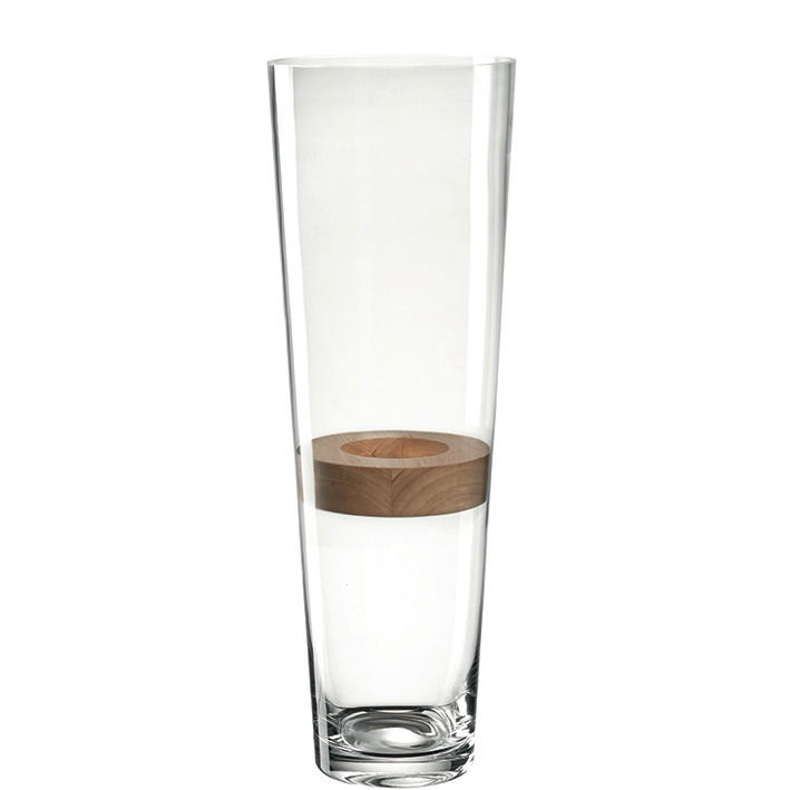 VÁZA, drevo, sklo, 50,00 cm  - priehľadné/hnedá, Basics, drevo/sklo (17,00/50,00/17,00cm) - Leonardo