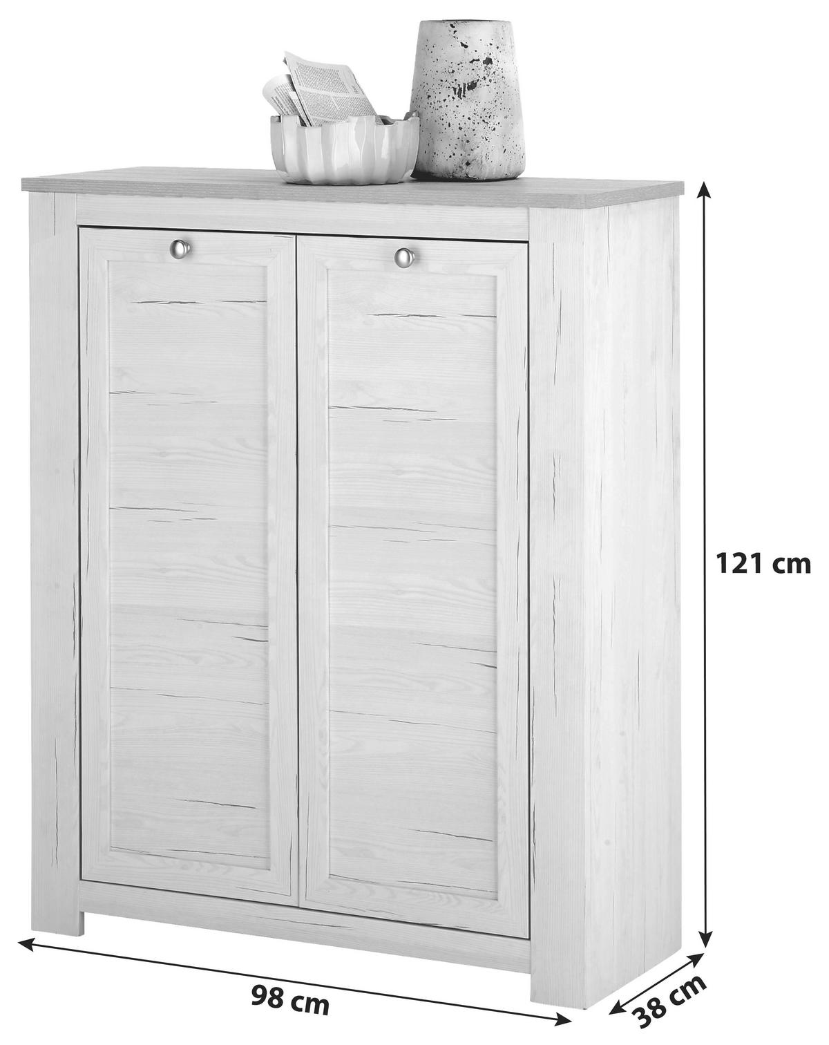 SCHUHSCHRANK  in 98/121/38 cm  - Silberfarben/Weiß, LIFESTYLE, Holzwerkstoff/Kunststoff (98/121/38cm) - MID.YOU