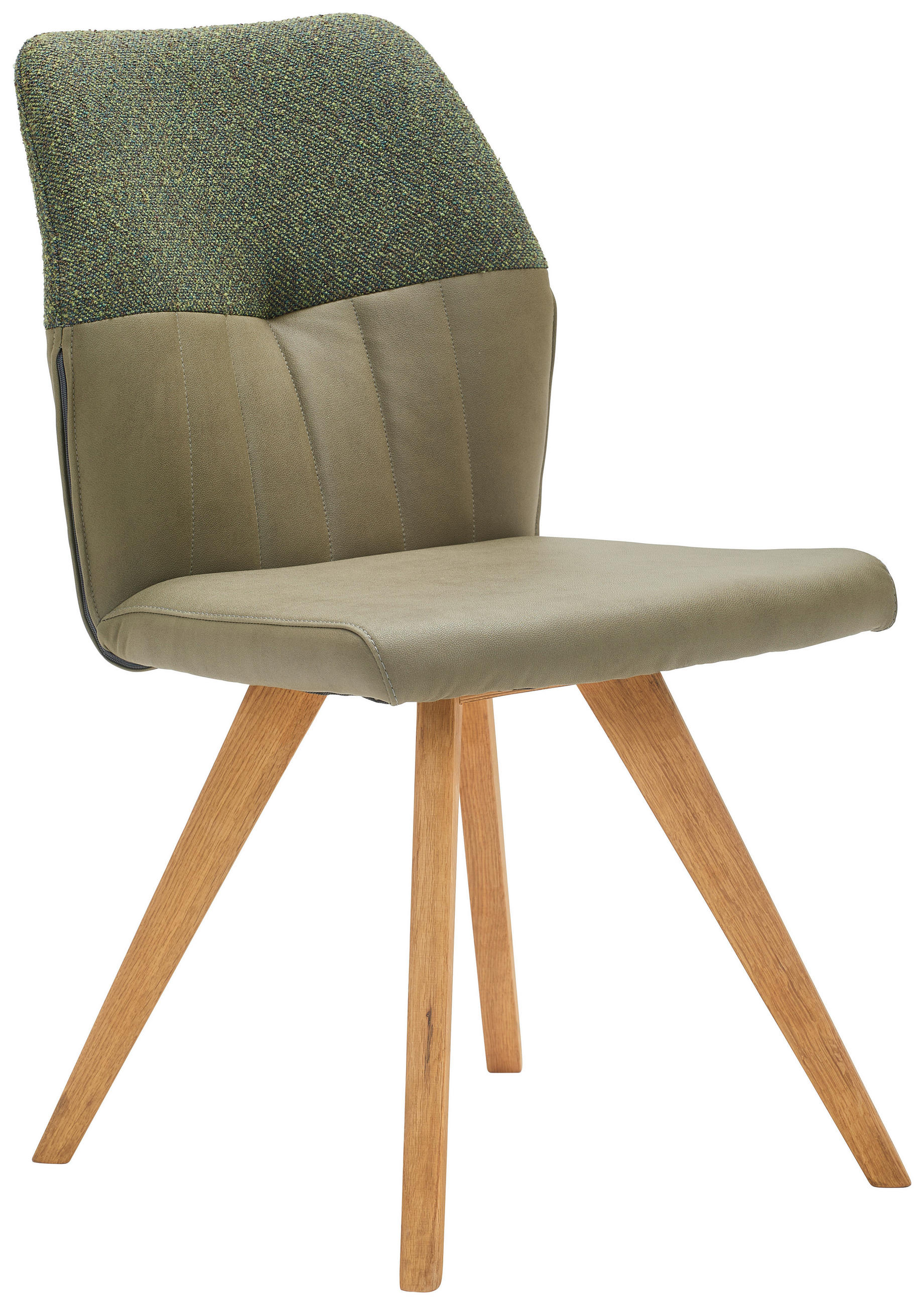 STUHL  in Lederlook, Webstoff  - Wildeiche/Olivgrün, Konventionell, Holz/Textil (49,5/87/62,5cm) - Valdera