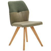 STUHL  in Lederlook, Webstoff  - Wildeiche/Olivgrün, Konventionell, Holz/Textil (49,5/87/62,5cm) - Valdera