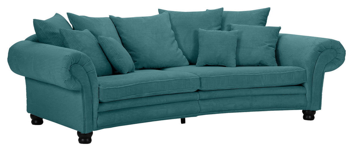 MEGASOFA Cord Türkis  - Türkis/Schwarz, ROMANTIK / LANDHAUS, Holz/Textil (276/81/140cm) - Landscape