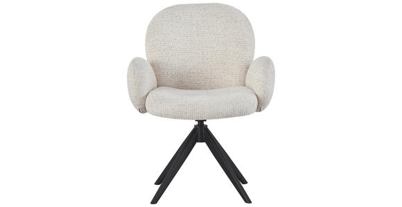 ARMLEHNSTUHL in Eisen Webstoff - Beige/Schwarz, Design, Textil/Metall (63/87/65cm) - Novel