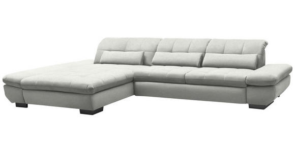 ECKSOFA  in Flachgewebe Weiß  204/341 cm  - Schwarz/Weiß, Design, Textil/Metall (204/341cm) - Xora