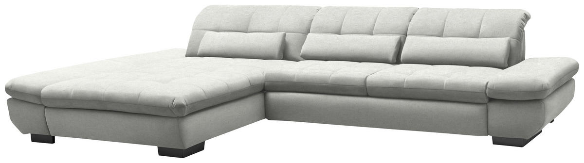 ECKSOFA  in Flachgewebe Weiß  204/341 cm  - Schwarz/Weiß, Design, Textil/Metall (204/341cm) - Xora