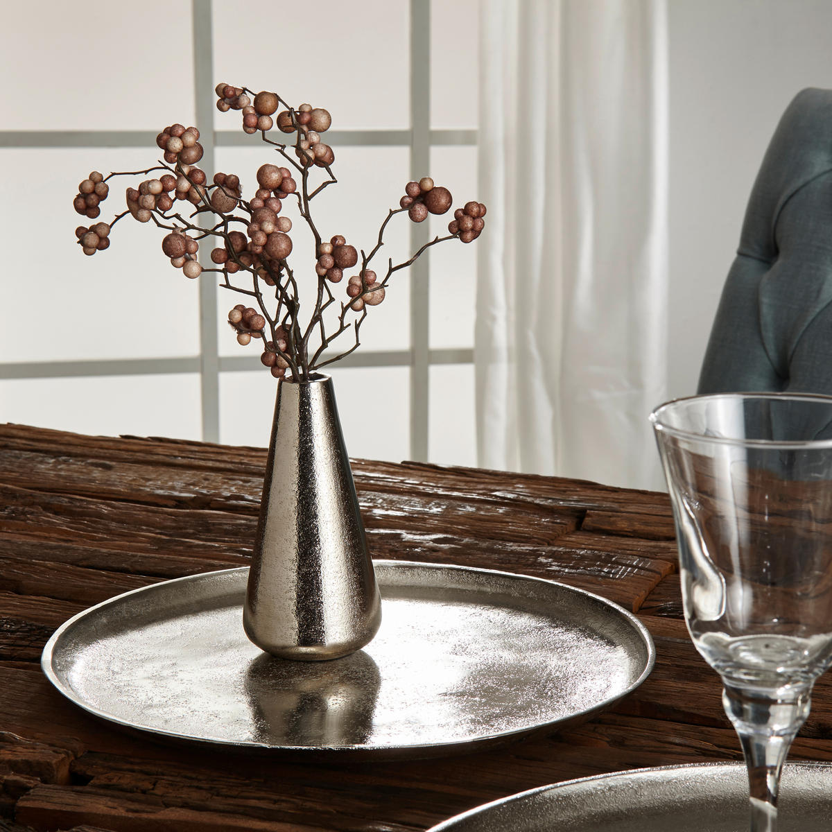 DEKOR TÁLCA    - nikkelszínű, Basics, fém (35cm) - Ambia Home