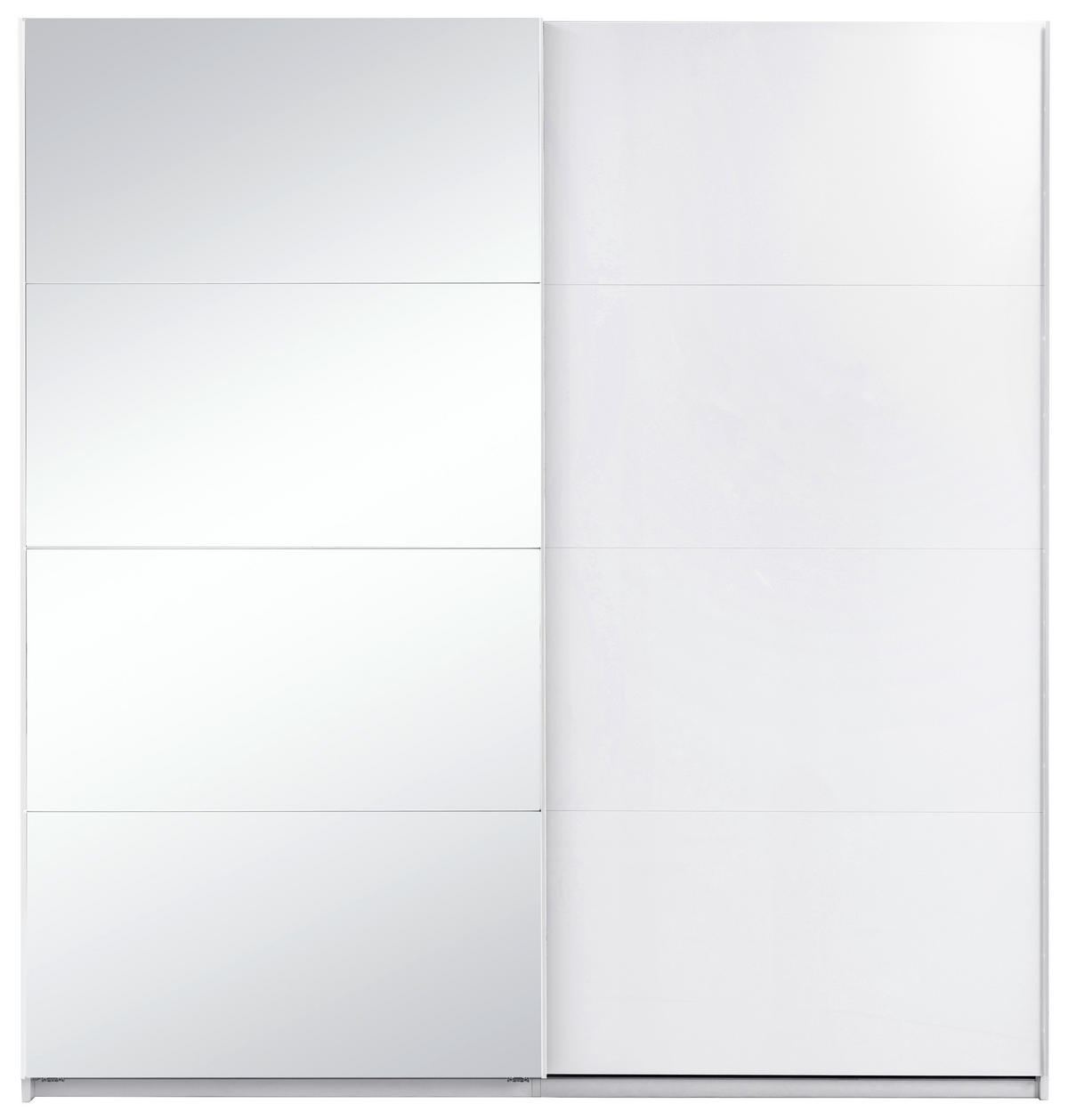 SCHIEBETÜRENSCHRANK 200/210/62 cm 2-türig Weiß  - Weiß Hochglanz/Alufarben, MODERN, Holzwerkstoff/Metall (200/210/62cm) - MID.YOU