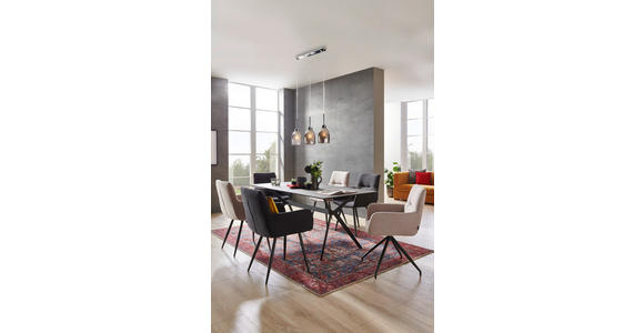 ESSTISCH in Metall, Keramik 180/90/75 cm - Schwarz/Grau, Design, Keramik/Metall (180/90/75cm) - Hom`in