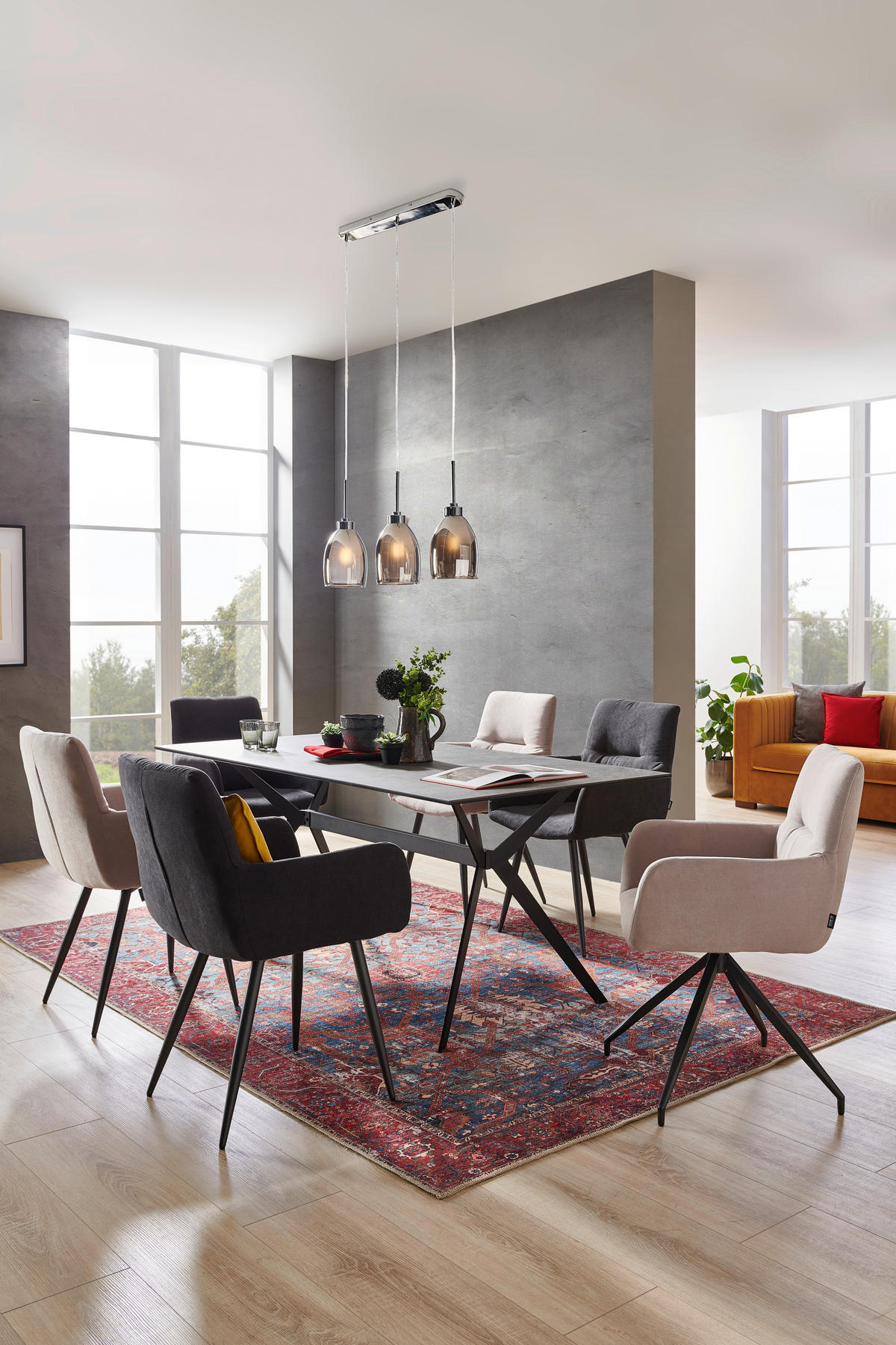 ESSTISCH in Metall, Keramik 180/90/75 cm  - Schwarz/Grau, Design, Keramik/Metall (180/90/75cm) - Hom`in