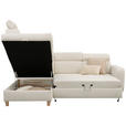 ECKSOFA inkl. Funktionen Weiß Samt  - Weiß, Natur, Holz/Textil (206/261cm) - Venda