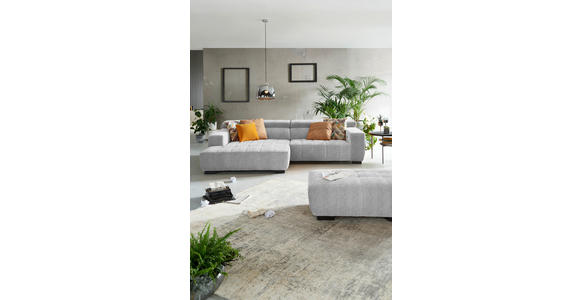 ECKSOFA in Webstoff Hellgrau 182/279 cm - Hellgrau/Schwarz, KONVENTIONELL, Textil/Metall (182/279cm) - Hom`in