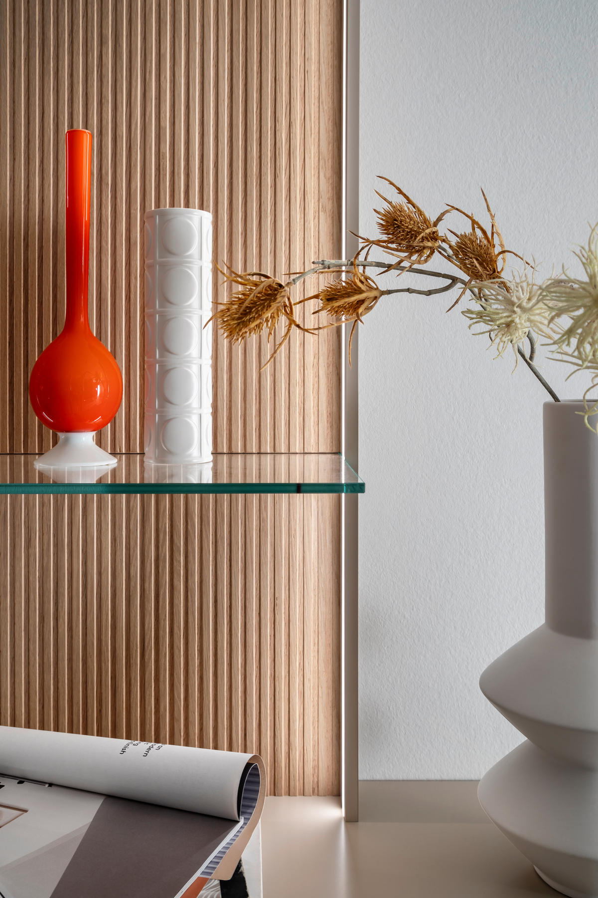 WOHNWAND  in Eichefarben, Kaschmir 340/234/45 cm  - Kaschmir/Eichefarben, Design, Glas/Holz (340/234/45cm) - Schöner Wohnen