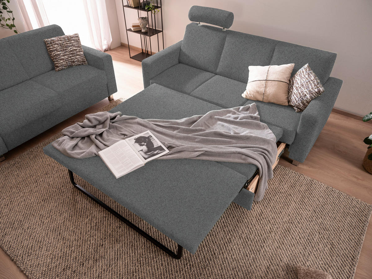 3-SITZER-SOFA in Flachgewebe Grau  - Chromfarben/Grau, Design, Textil/Metall (195/83/85cm) - Xora