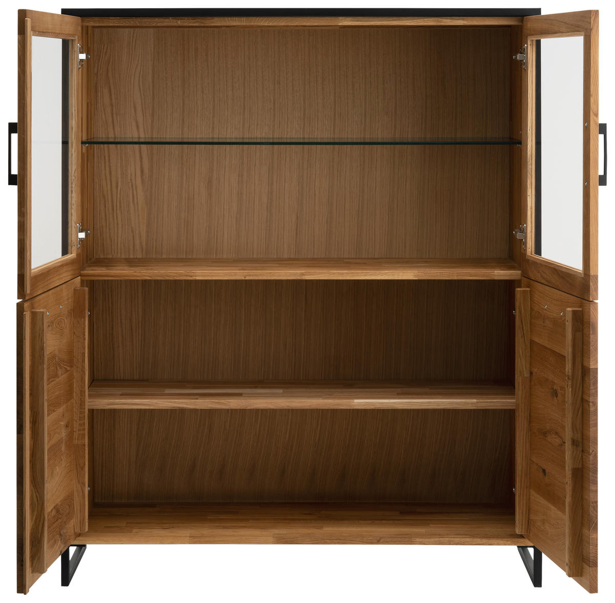 HIGHBOARD  in 115/138/39 cm  - Wildeiche/Schwarz, Design, Glas/Holz (115/138/39cm) - Linea Natura