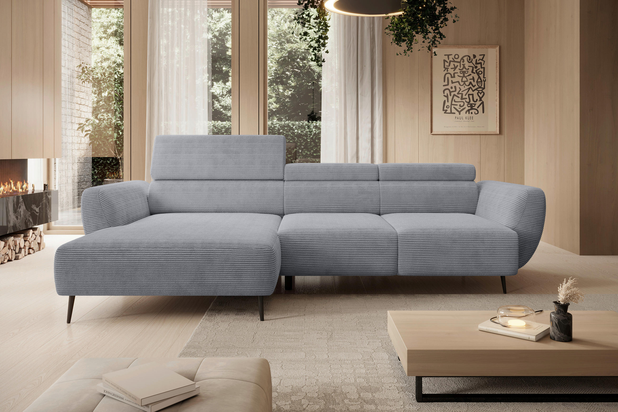 ECKSOFA in Cord Dunkelgrau  - Dunkelgrau/Schwarz, Konventionell, Textil/Metall (174/277cm) - Carryhome