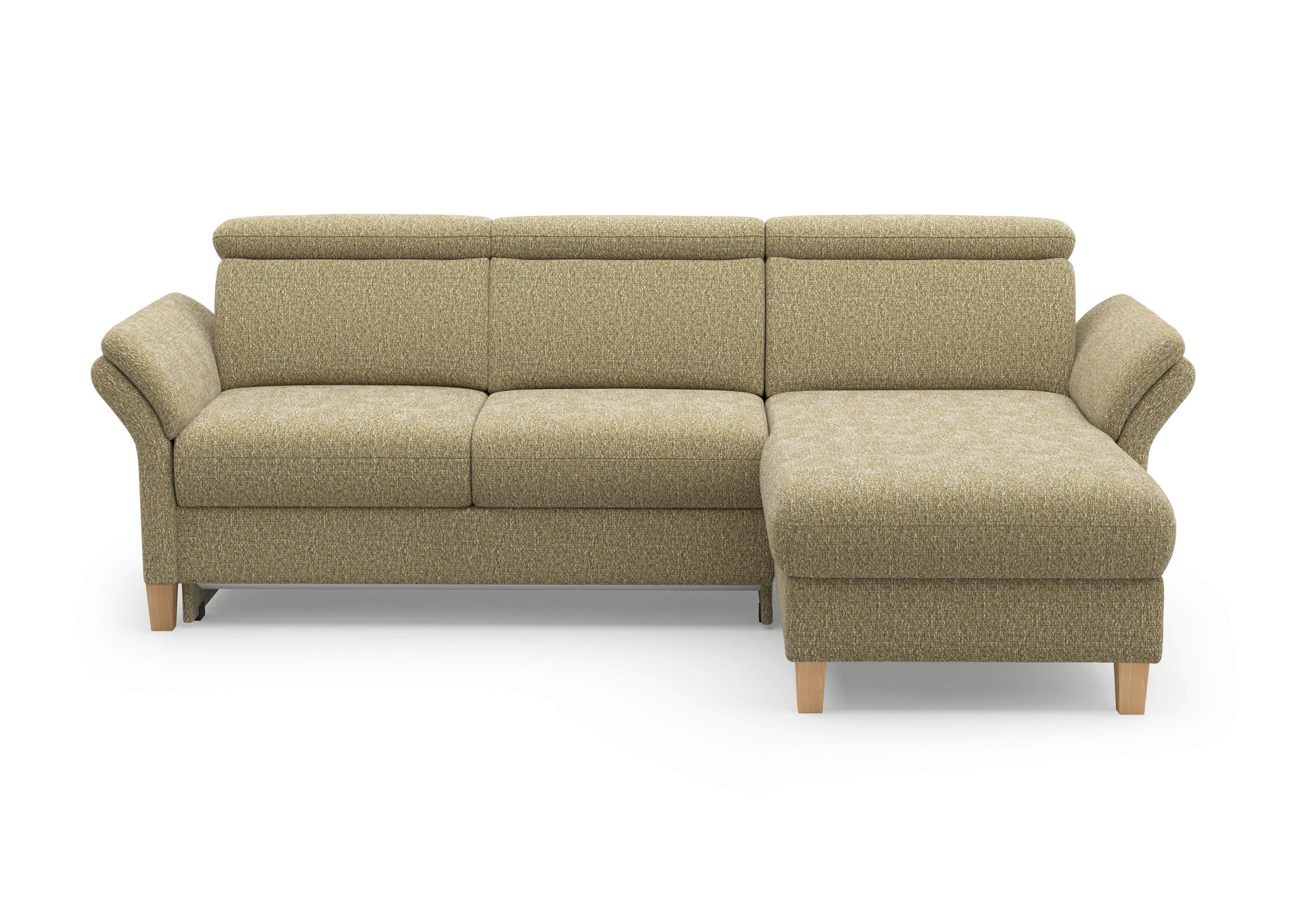 ECKSOFA GLENDALE E Olivgrün Chenille  - Eichefarben/Olivgrün, KONVENTIONELL, Holz/Textil (253/166cm) - Sit & More