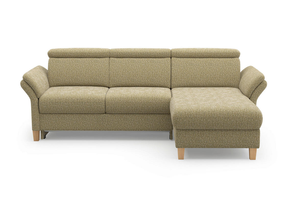 ECKSOFA GLENDALE E Olivgrün Chenille  - Eichefarben/Olivgrün, KONVENTIONELL, Holz/Textil (253/166cm) - Sit & More