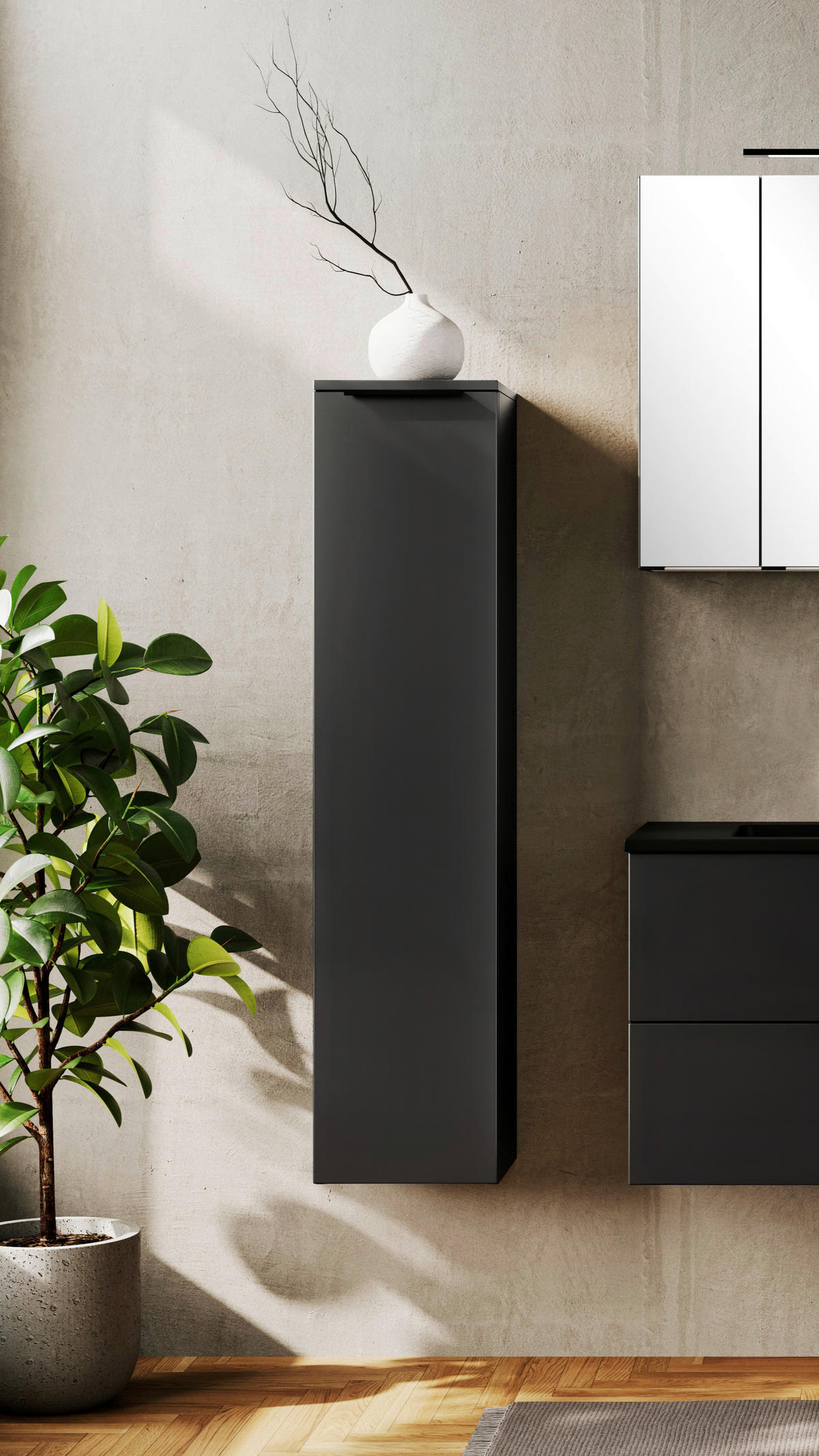 MIDISCHRANK 30/130/35 cm  - Schwarz, Modern, Holzwerkstoff/Kunststoff (30/130/35cm) - Held