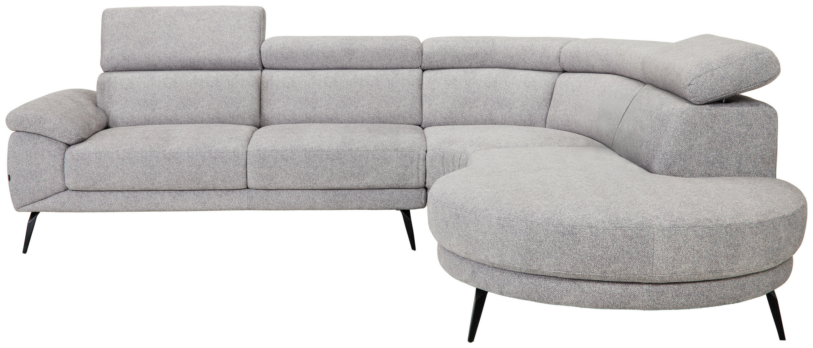 ECKSOFA Grau Velours  - Schwarz/Grau, Design, Textil/Metall (299/264cm) - Novel