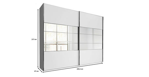 SCHWEBETÜRENSCHRANK 300/217/67 cm 2-türig  - Chromfarben/Weiß, KONVENTIONELL, Holzwerkstoff (300/217/67cm) - Voleo