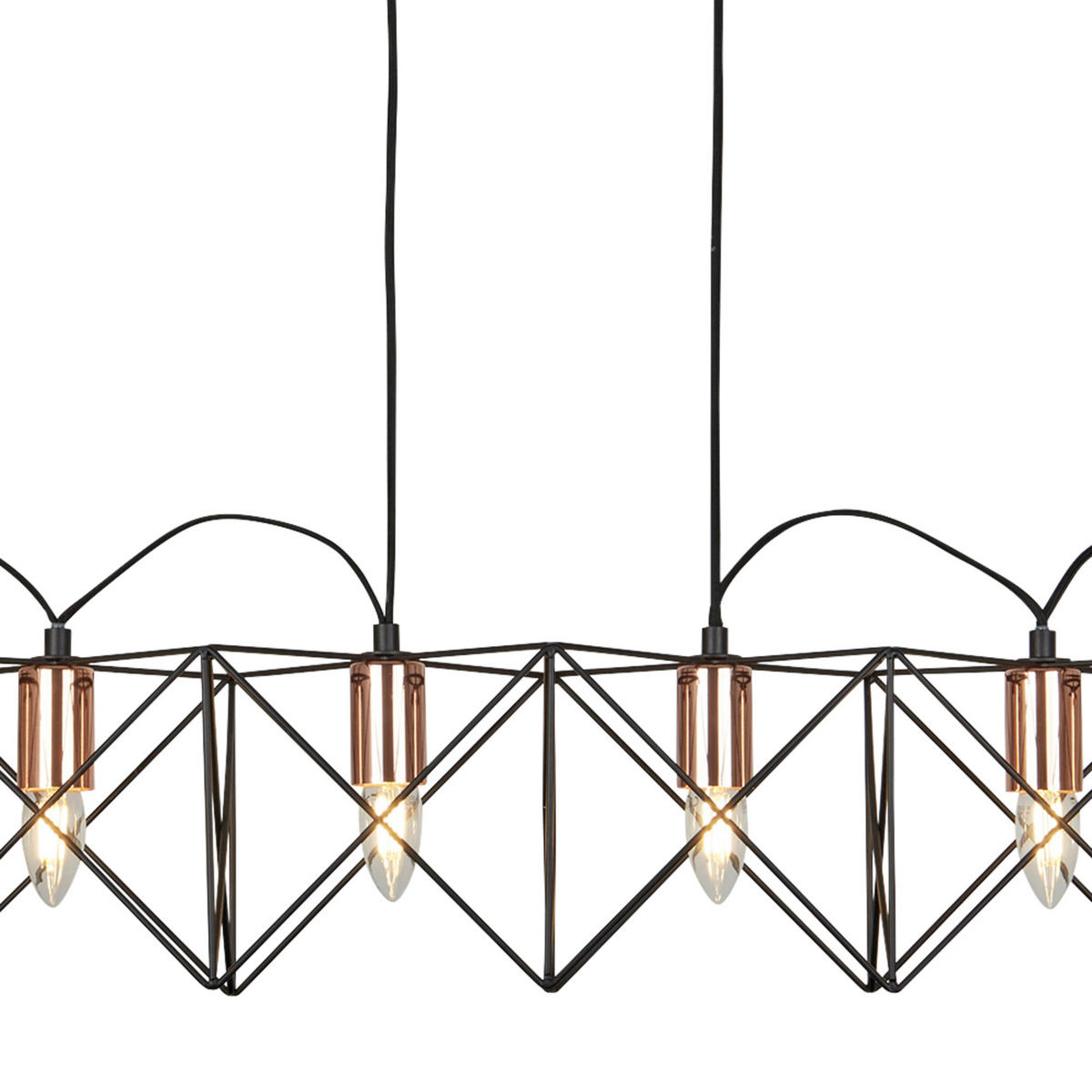 HÄNGELEUCHTE Anthea 110/19/145 cm   - Schwarz/Kupferfarben, Design, Metall (110/19/145cm) - Searchlight
