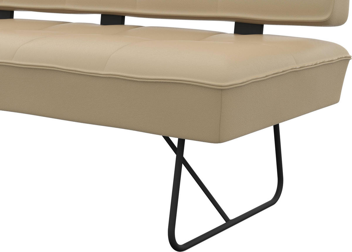 SITZBANK 165/88/66 cm Echtleder Beige  - Beige/Schwarz, Design, Leder/Metall (165/88/66cm) - Moderano