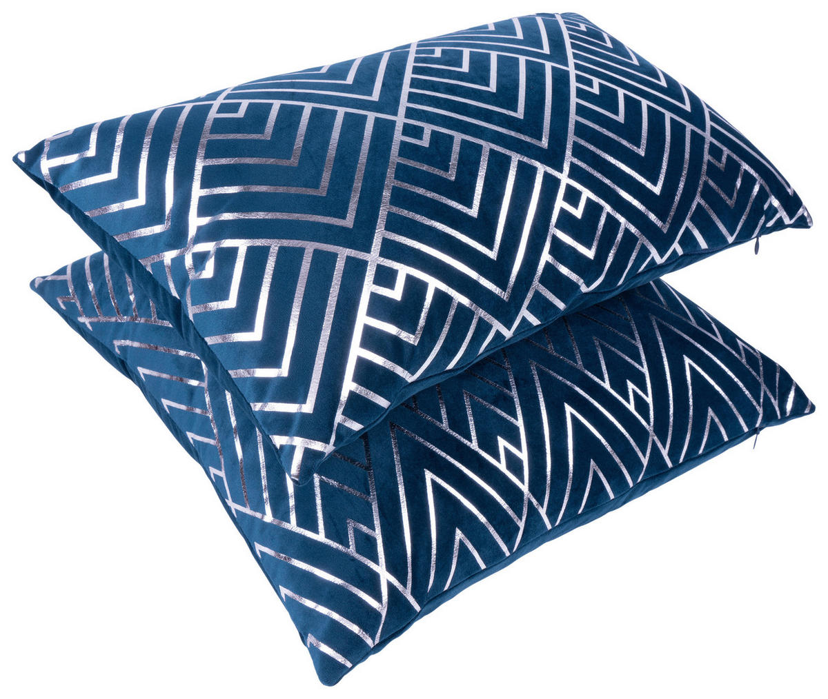 ZIERKISSENSET  30x45/50x45 cm   - Blau/Silberfarben, KONVENTIONELL, Textil (30x45/50x45cm)