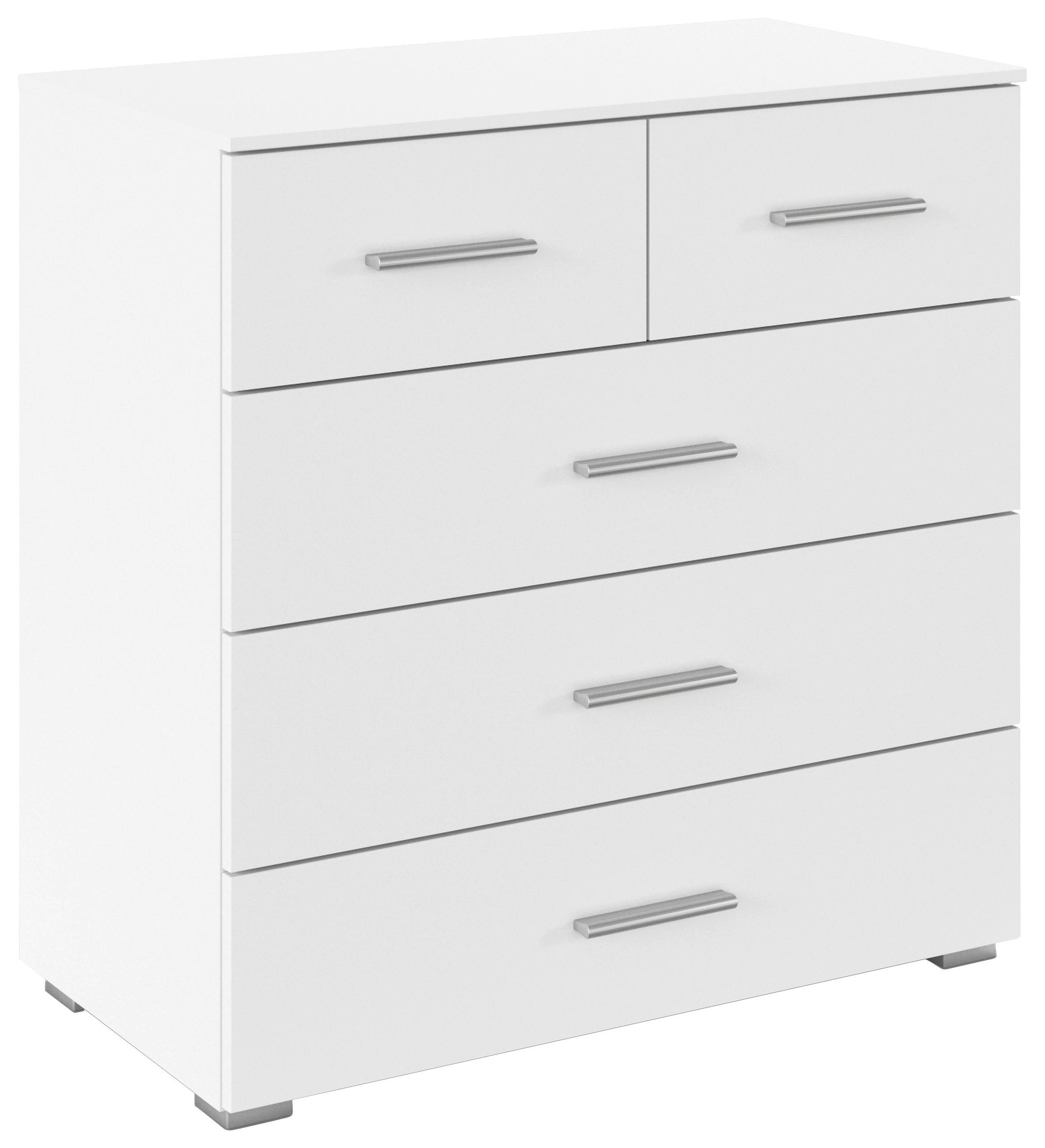 KOMMODE , 80/81/42 cm, 5 Schublade(n)  - Alufarben/Weiß, KONVENTIONELL, Holzwerkstoff/Kunststoff (80/81/42cm) - home24