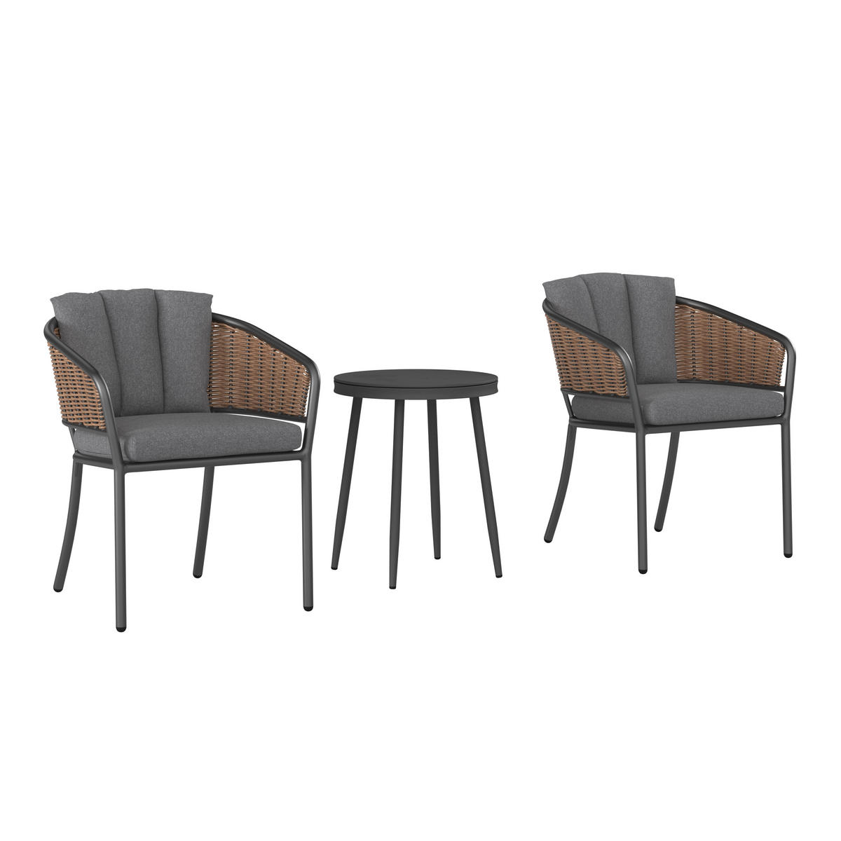 BALKONSET  3-teilig  - Anthrazit/Braun, MODERN, Glas/Kunststoff (60/45/75/53/66/45cm) - Ambia Garden