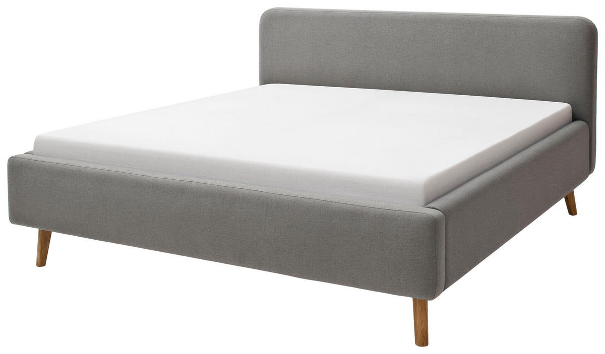 TAPECIRANI KREVET   180/200 cm   svijetlo siva  - boje hrasta/svijetlo siva, Design, tekstil/drvo (180/200cm) - Livetastic