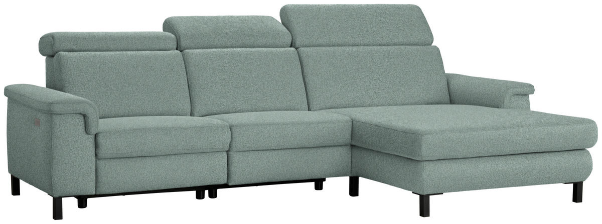 ECKSOFA in Flachgewebe Mintgrün  - Schwarz/Mintgrün, Konventionell, Textil/Metall (304/182cm) - Pure Home Comfort