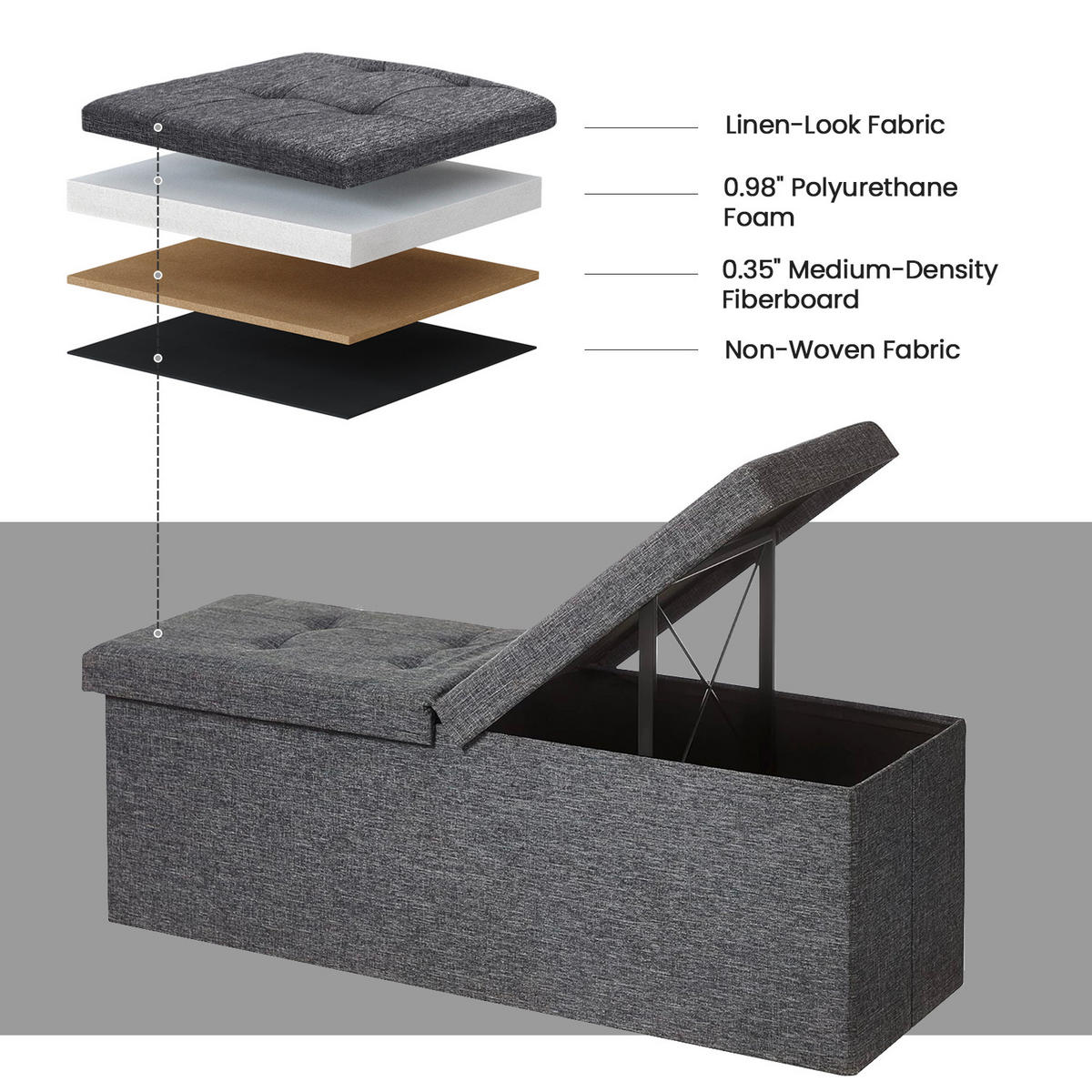 SITZBOX  - Grau, Basics, Textil (110/38/38cm)