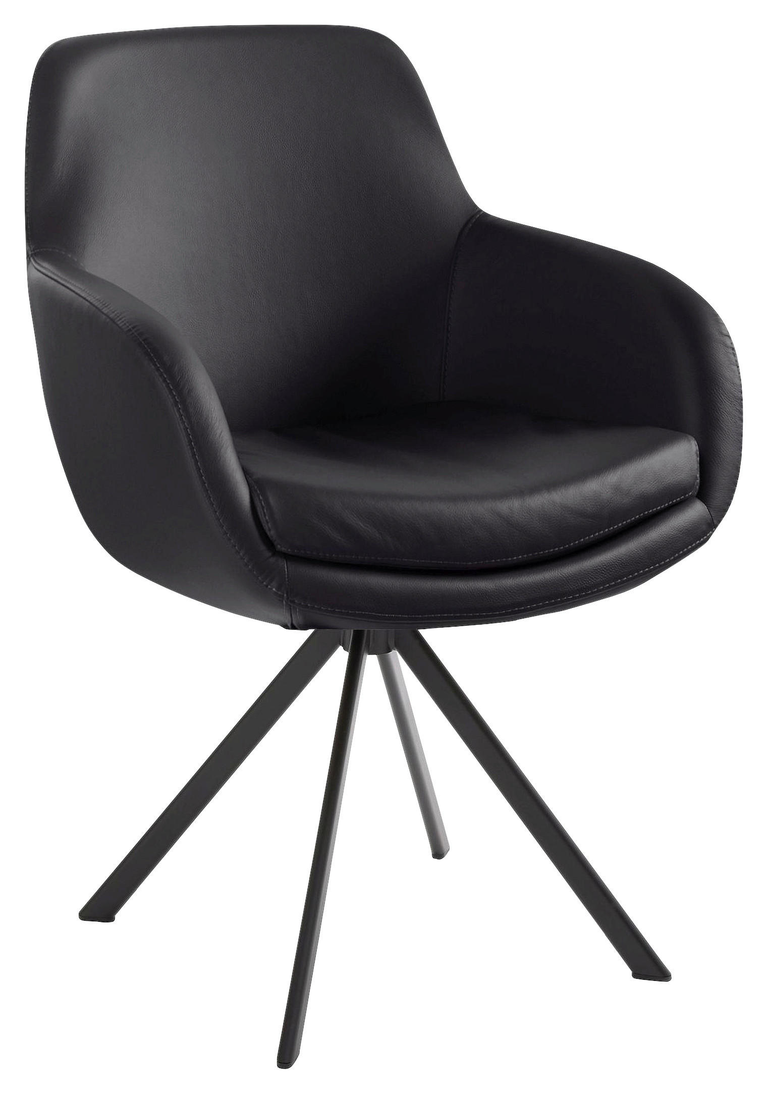 ARMLEHNSTUHL  in Echtleder pigmentiert  - Schwarz, Design, Leder/Metall (62/86/66cm) - Musterring