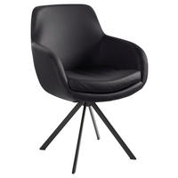 ARMLEHNSTUHL  in Echtleder pigmentiert  - Schwarz, Design, Leder/Metall (62/86/66cm) - Musterring