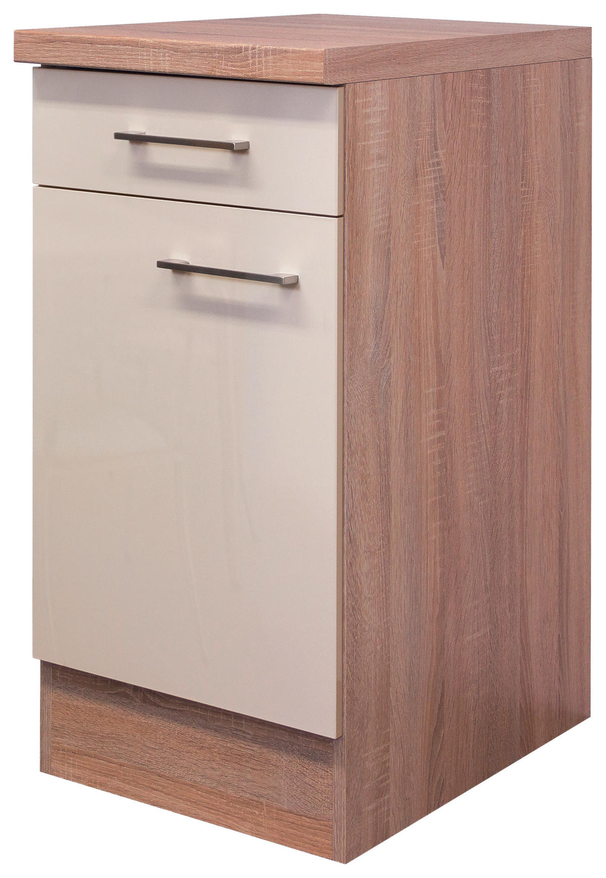 KÜCHENUNTERSCHRANK 40/86/60 cm  in Sonoma Eiche, Kaschmir  - Kaschmir/Edelstahlfarben, MODERN, Holzwerkstoff/Metall (40/86/60cm) - FlexWell