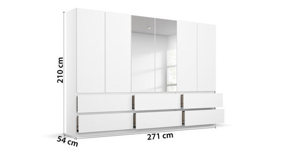 DREHTÜRENSCHRANK  in Weiß  - Weiß, Design, Glas/Holzwerkstoff (271/210/54cm) - Carryhome