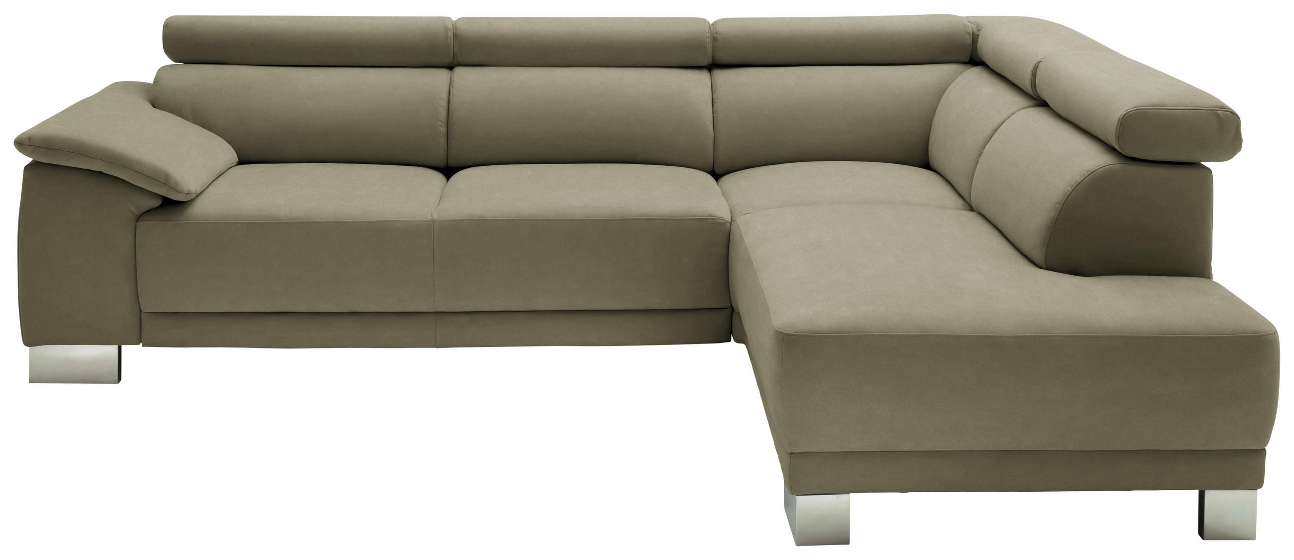 ECKSOFA in Mikrofaser Olivgrün  - Chromfarben/Olivgrün, Design, Holz/Textil (270/205cm) - Pure Home Lifestyle