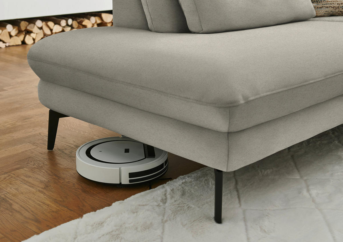 WOHNLANDSCHAFT  in Chenille, Flachgewebe Greige  - Greige/Schwarz, Design, Textil/Metall (208/344/180cm) - Dieter Knoll