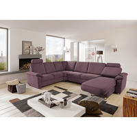 WOHNLANDSCHAFT in Flachgewebe Violett  - Chromfarben/Violett, Konventionell, Textil/Metall (240/336/163cm) - Beldomo System