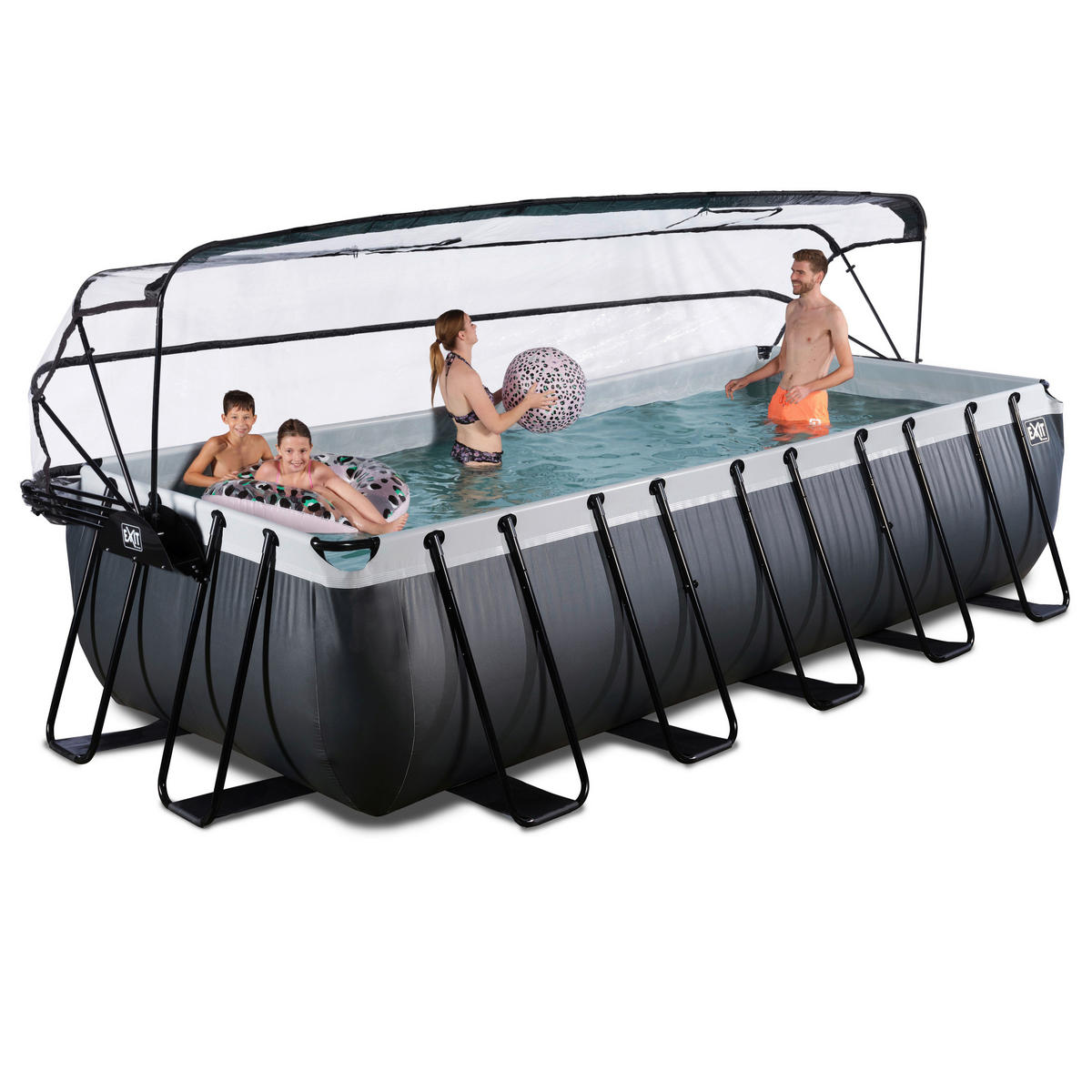 POOL-SET BLACK 540/250/122 cm  - Schwarz, KONVENTIONELL, Metall (540/250/122cm) - EXIT Toys