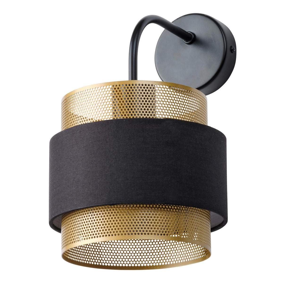 WANDLEUCHTE 18/23,5/30 cm   - Goldfarben/Schwarz, KONVENTIONELL, Textil/Metall (18/23,5/30cm) - Osram
