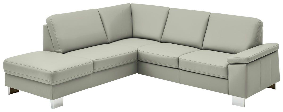 ECKSOFA  in Echtleder Silberfarben  235/248 cm  - Silberfarben/Alufarben, Design, Leder/Metall (235/248cm) - Beldomo Premium