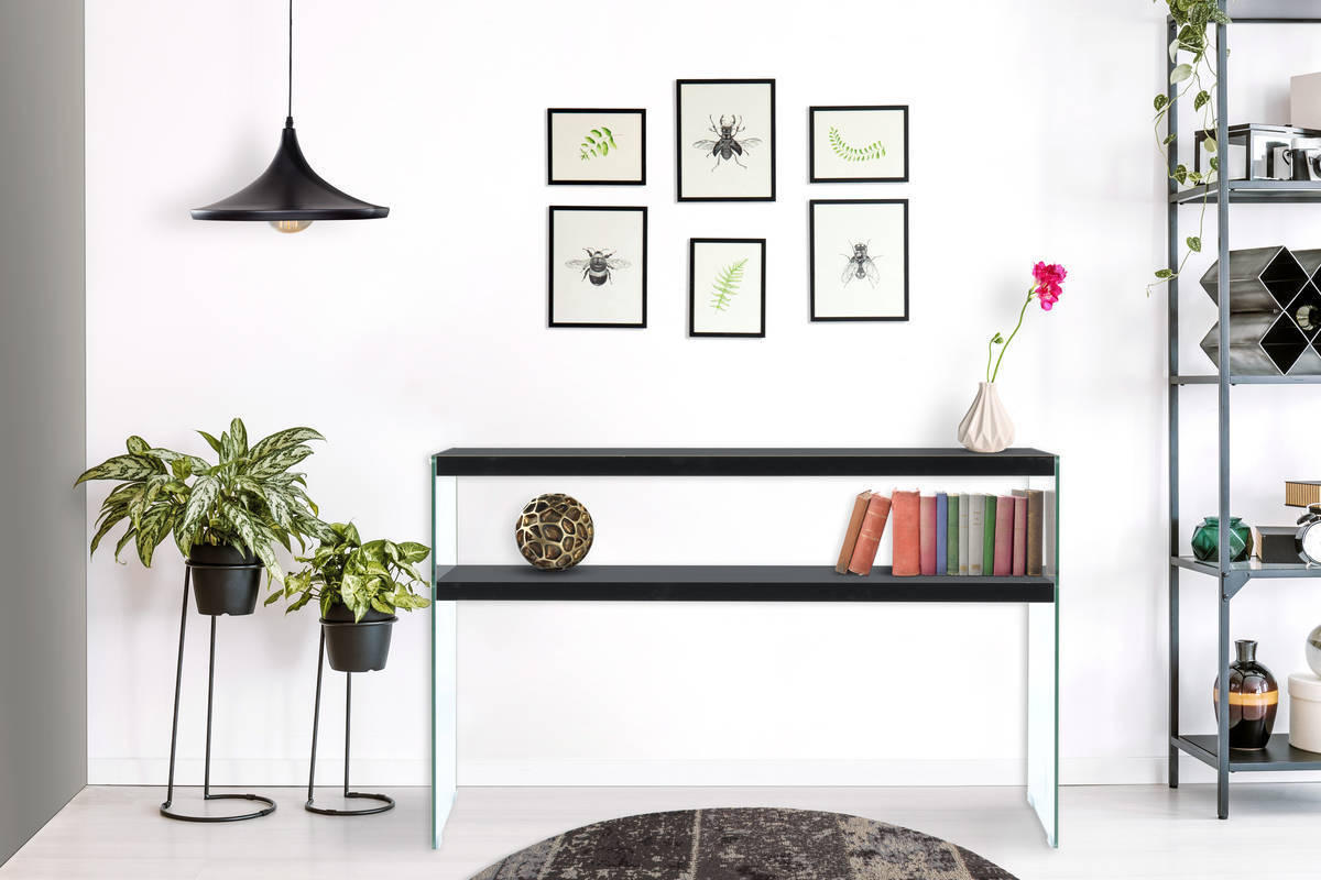 BEISTELLTISCH 32/110/75 cm Schwarz rechteckig  - Klar/Schwarz, Basics, Glas/Holzwerkstoff (32/110/75cm) - Kayoom