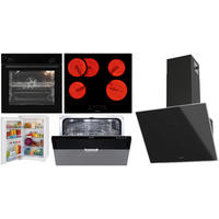 ELEKTROGERÄTESET - Schwarz, Basics, Glas/Metall - Oranier