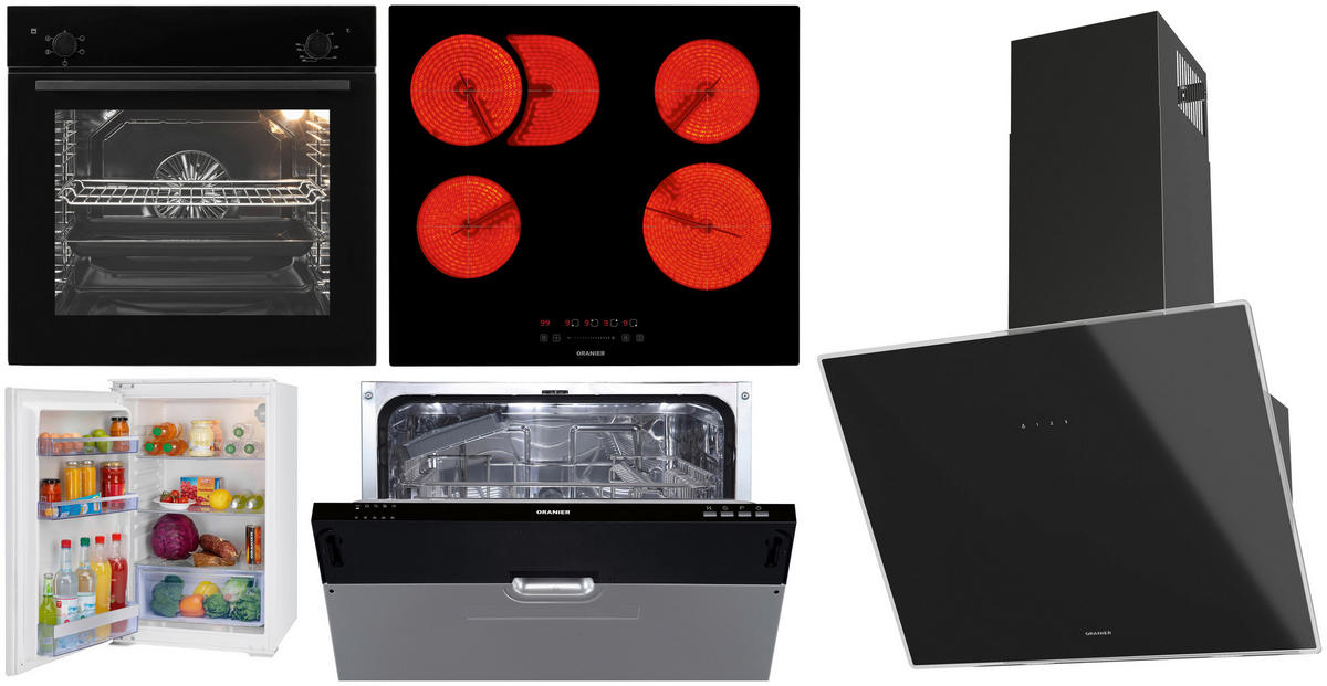 ELEKTROGERÄTESET - Schwarz, Basics, Glas/Metall - Oranier