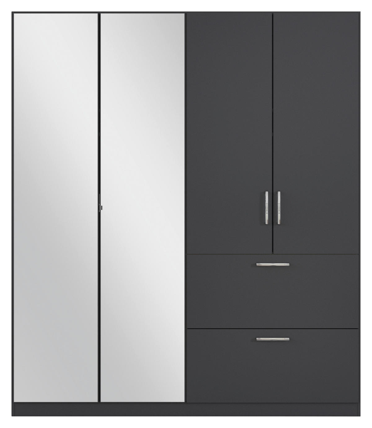 DREHTÜRENSCHRANK in Grau  - Chromfarben/Grau, Modern, Holzwerkstoff/Kunststoff (180/210/54cm) - Rauch Möbel