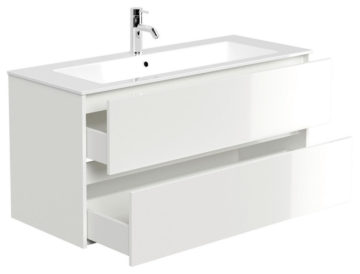 WASCHTISCHKOMBI 120 cm  - Weiß Hochglanz/Weiß, MODERN, Holzwerkstoff/Stein (120cm) - MID.YOU